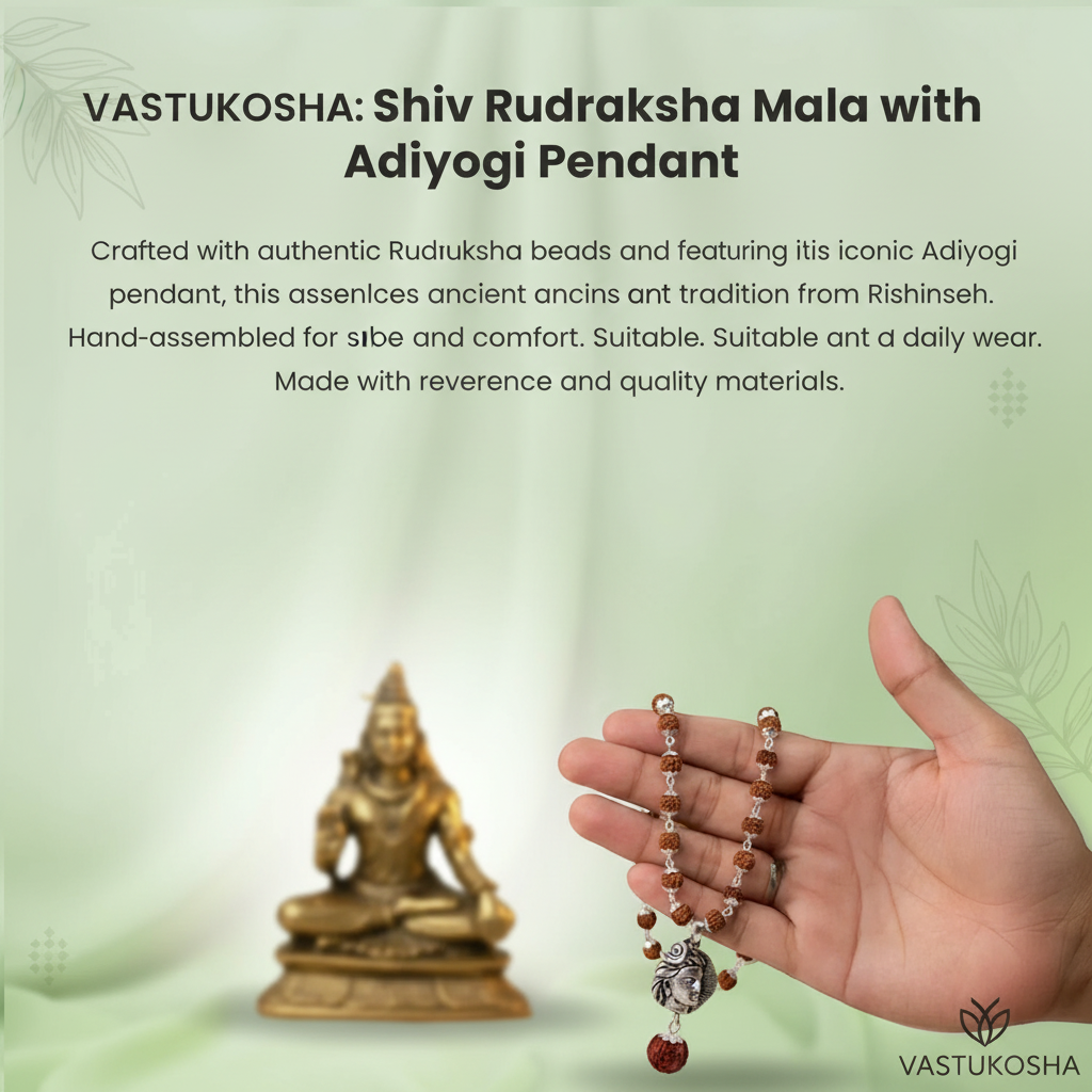 Rishikesh Siddh Shiv Rudraksha Mala with Adiyogi Shiv Pendant | VastuKosha by Acharya Anuj