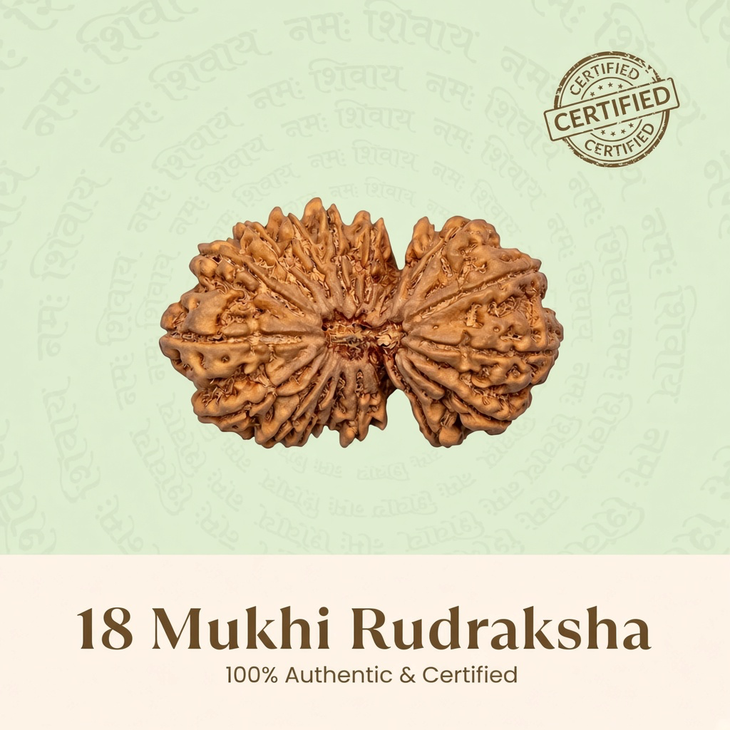 Rameshwaram Siddh Nepal Origin 18 Mukhi Rudraksha - 17mm to 22mm | VastuKosha by Acharya Anuj