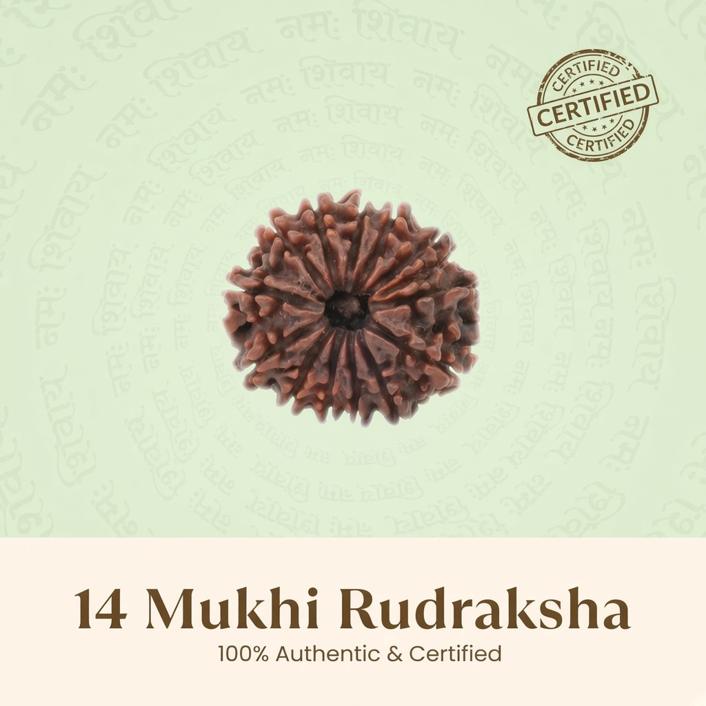 Rameshwaram Siddh Nepal Origin 14 Mukhi Rudraksha - 17mm to 22mm | VastuKosha by Acharya Anuj
