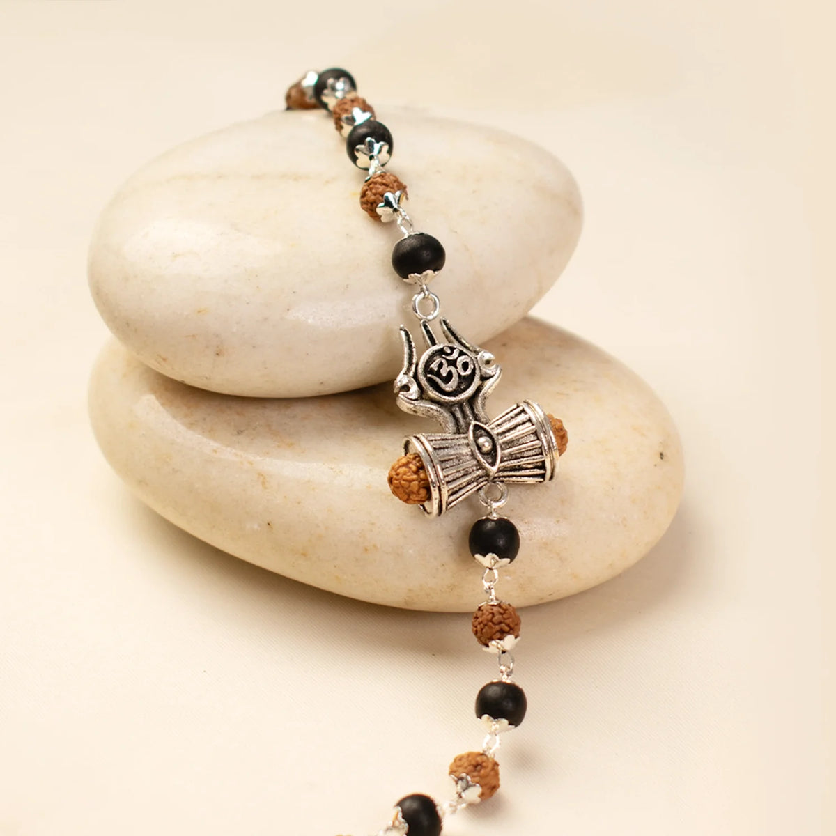 Om Trinetra Trishul Damru Karungali Rudraksha Bracelet  | VastuKosha by Acharya Anuj
