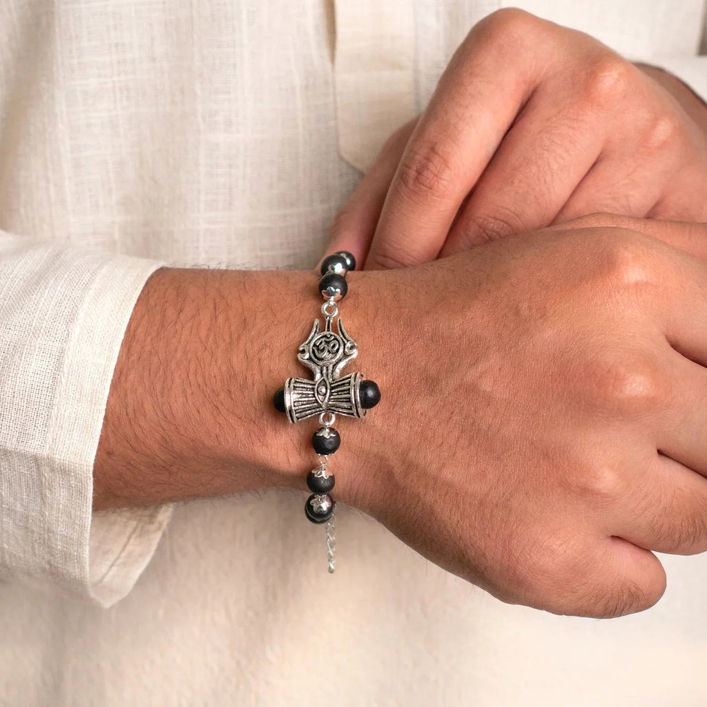 Om Trinetra Trishul Damru Karungali Bracelet  | VastuKosha by Acharya Anuj