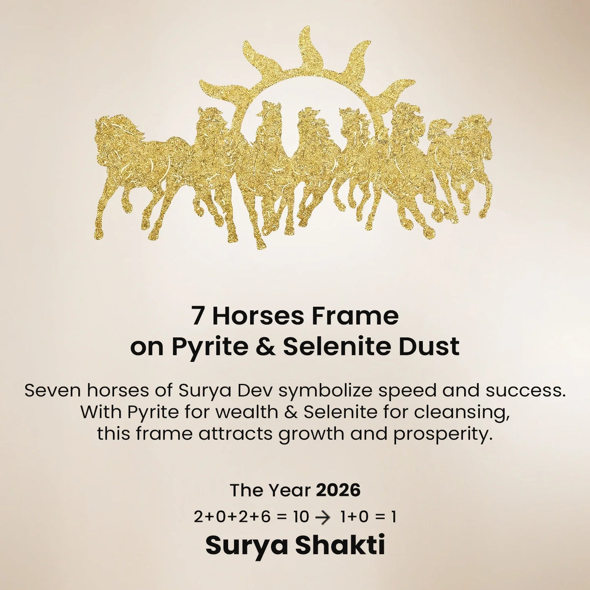 7 Horses on Pyrite & Selenite Dust Frame  | VastuKosha by Acharya Anuj