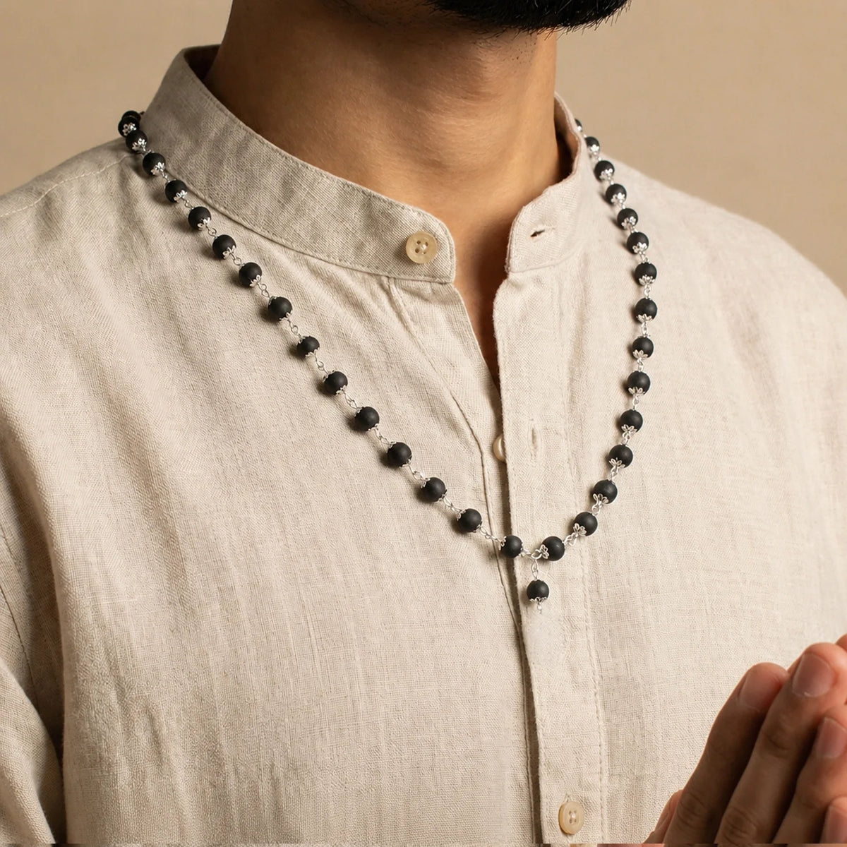 Rameshwaram Siddh Karthik Karungali Malai Silver Capped  6mm ‚Äì 54+1 Beads | Vastukosha by Acharya Anuj