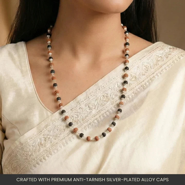 Rishikesh Siddh Divya Rudraksha Karungali Mala - Silver Capped | VastuKosha by Acharya Anuj