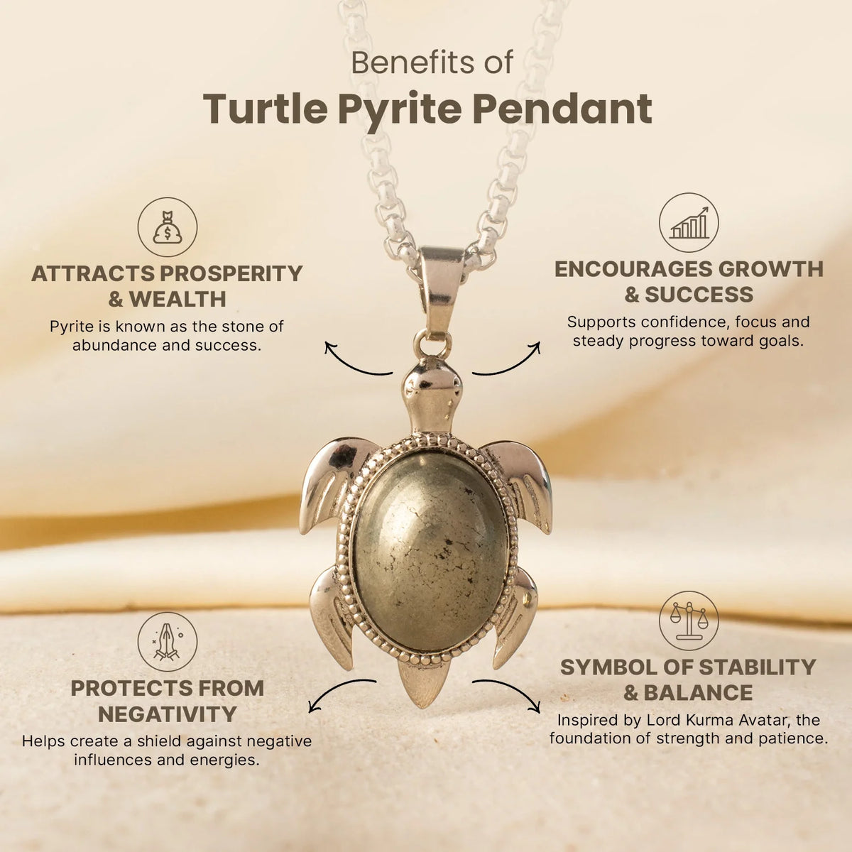 Pyrite Tortoise Pendant | VastuKosha by Acharya Anuj