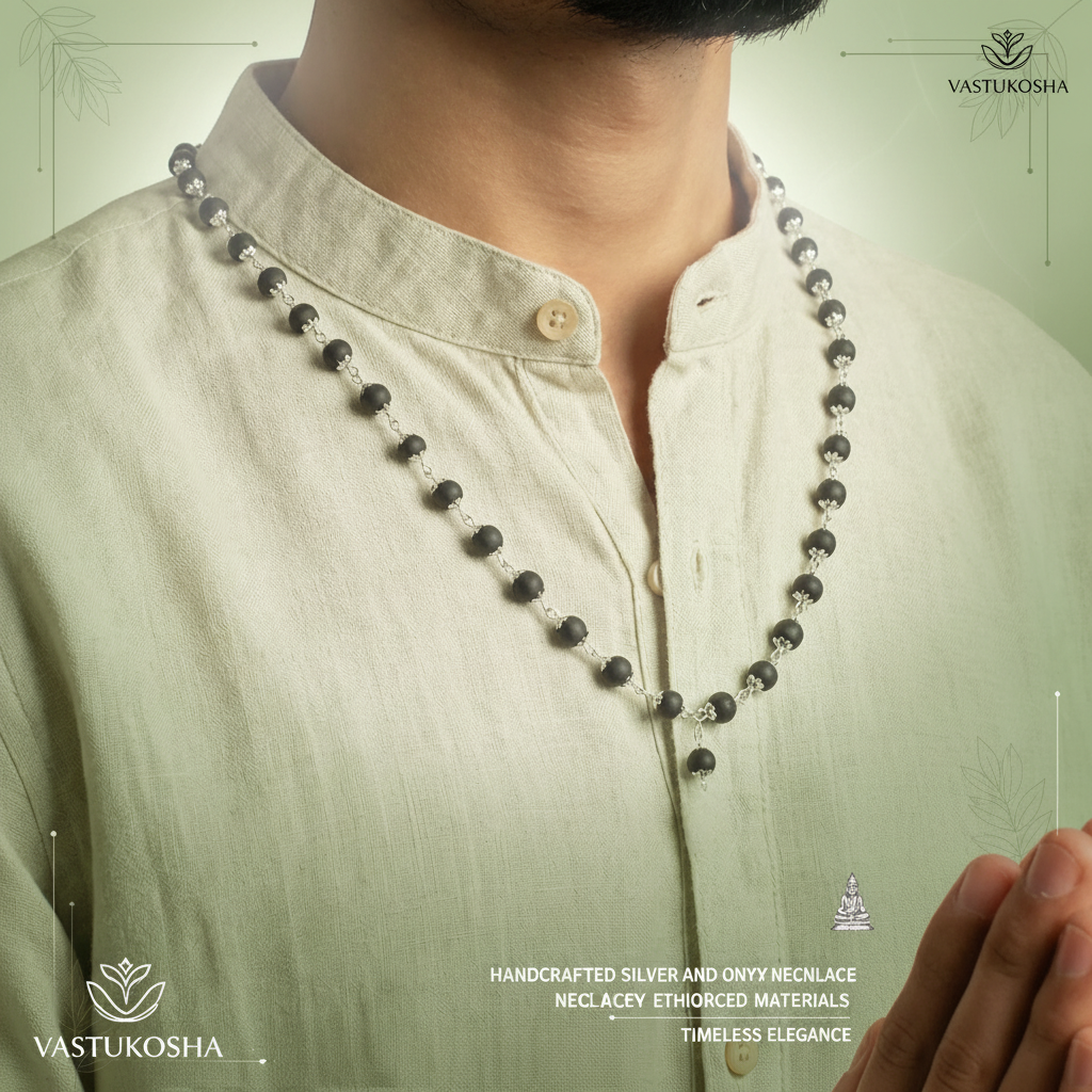 Rameshwaram Siddh Karthik Karungali Malai Silver Capped  6mm ‚54+1 Beads | Vastukosha by Acharya Anuj