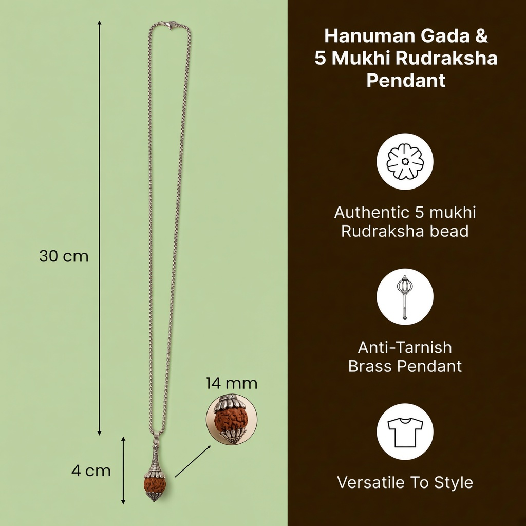 Siddh Rudraksha Hanuman Gada Pendant  | VastuKosha by Acharya Anuj