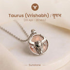 Unisex Taurus Pendant (‡§µ‡•É‡§∑‡§≠ ‡§∞‡§æ‡§∂‡§ø) with Sunstone | VastuKosha by Acharya Anuj