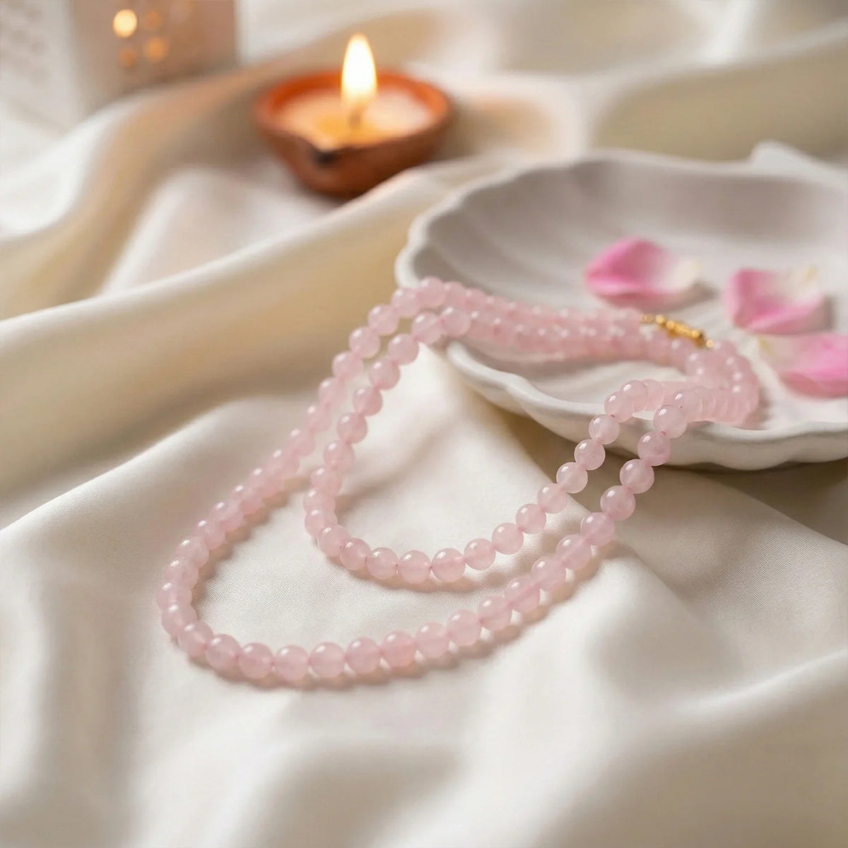 Rose Quartz Mala - 8mm || 108 Beads | VastuKosha by Acharya Anuj