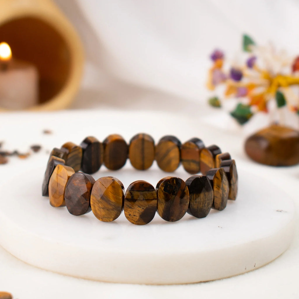 Tiger-Eye Flat-Beaded Bracelet | VastuKosha by Acharya Anuj