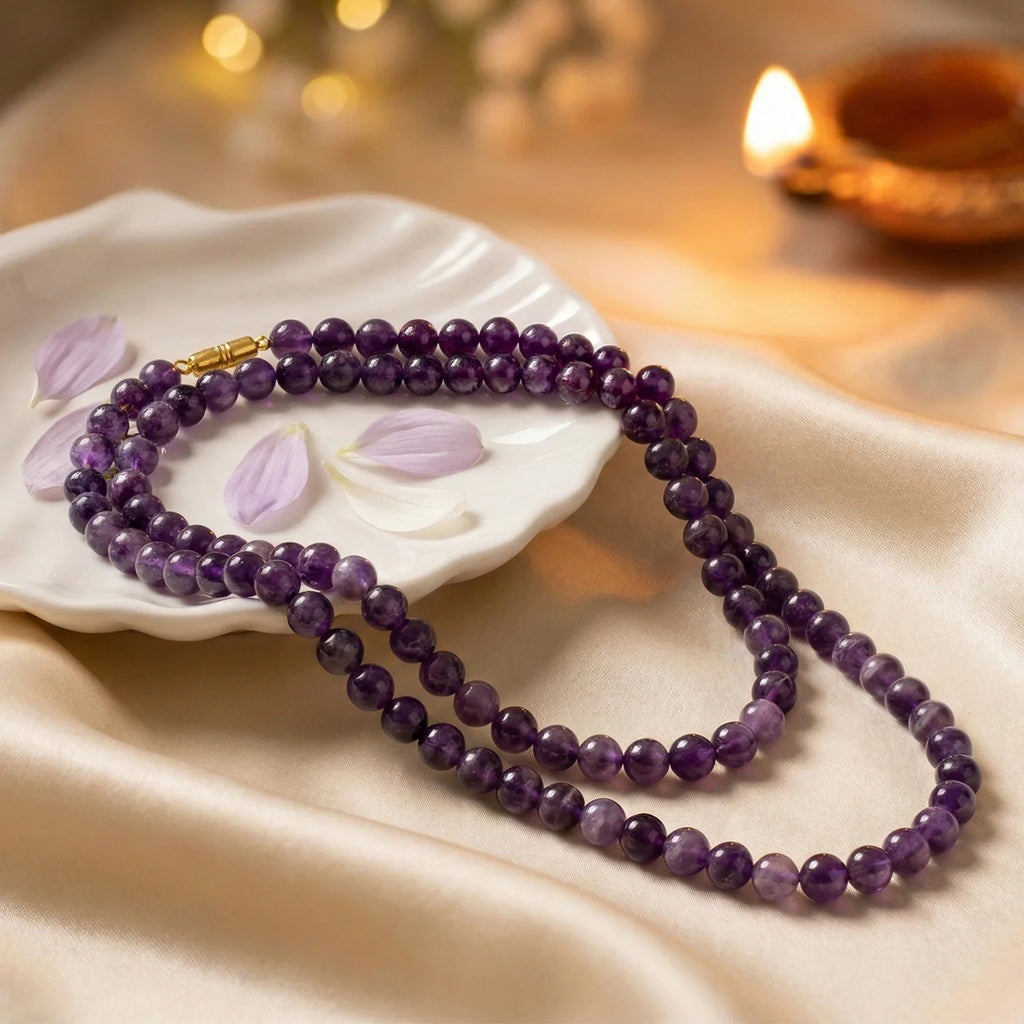 Amethyst Mala - 8mm || 108 Beads | VastuKosha by Acharya Anuj | VastuKosha by Acharya Anuj