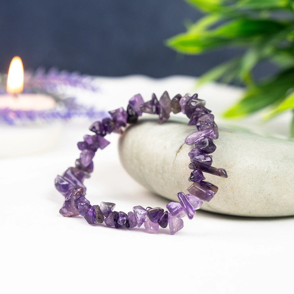 Amethyst Chips Bracelet Stretchable | VastuKosha by Acharya Anuj
