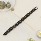 Metal Raw Pyrite Bracelet - Black | VastuKosha by Acharya Anuj