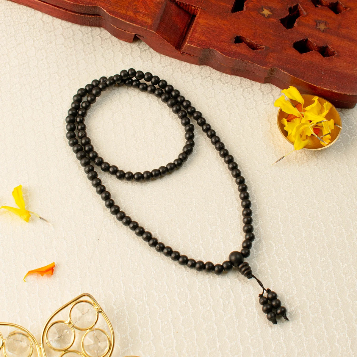 Rameshwaram Siddh Karthik Karungali Malai 6mm Stretchable - 108+1 Beads (Original Ebony Wood) | VastuKosha by Acharya Anuj