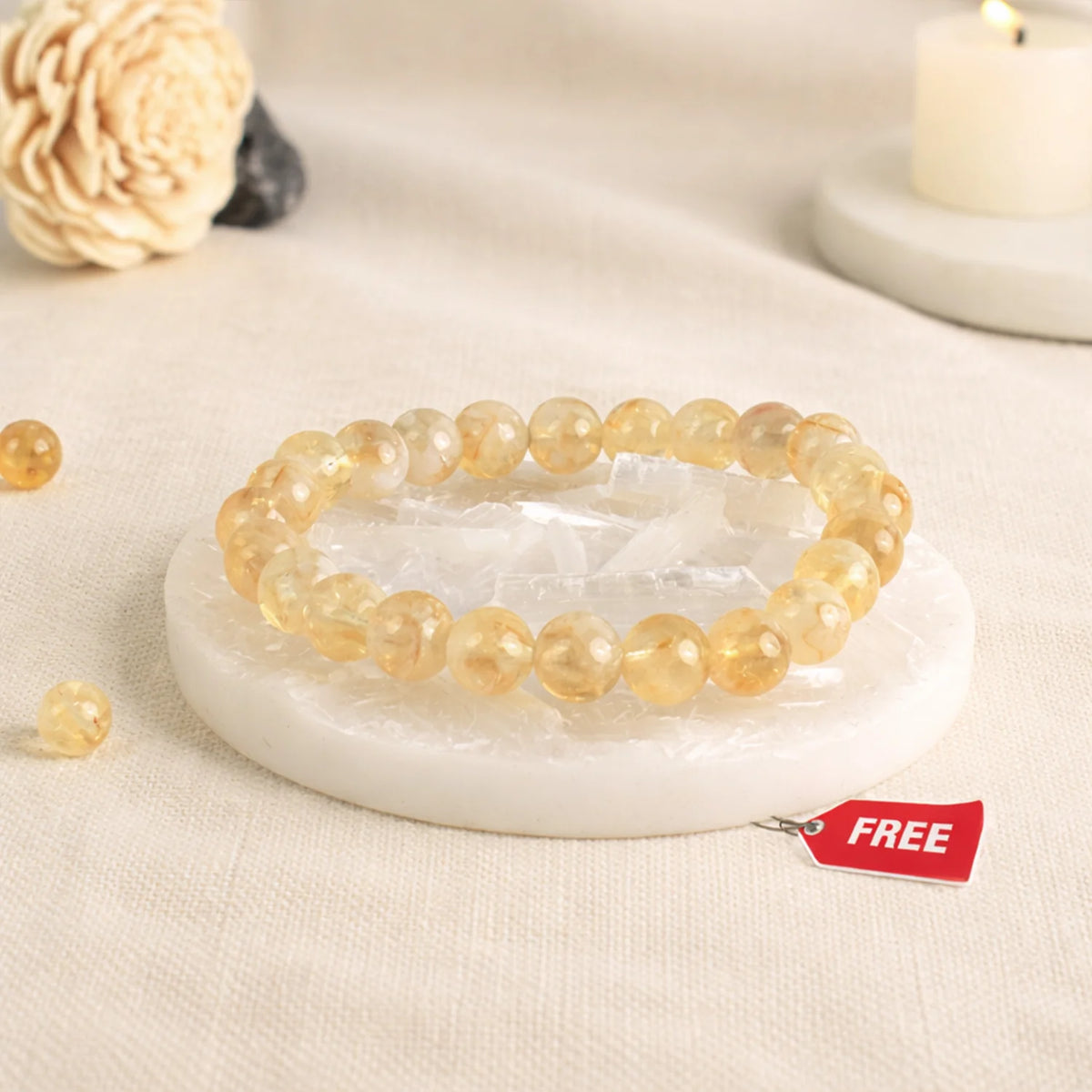 Citrine Bracelet with FREE Raw Selenite Plate | VastuKosha by Acharya Anuj