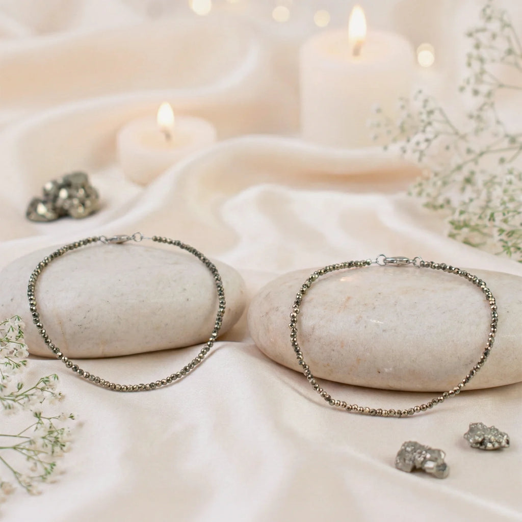 Raw Pyrite Anklet Set Of 2 | VastuKosha by Acharya Anuj