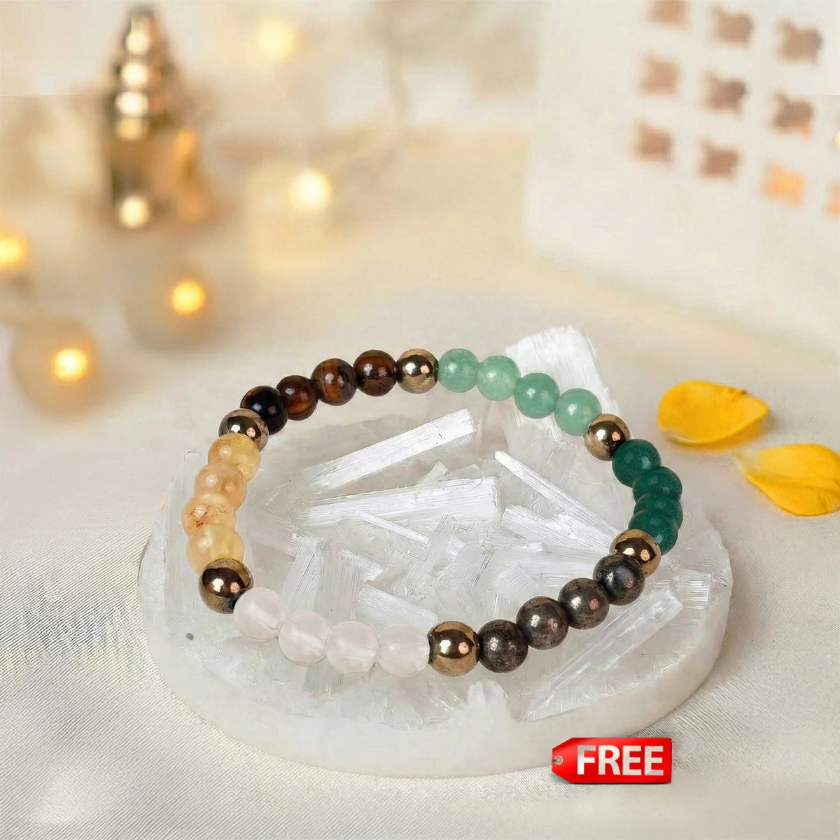 Dhan Yog 6mm Bracelet With Free Raw Selenite Plate | VastuKosha by Acharya Anuj
