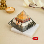 Laxmi Yantra Pyramid with Free Square Raw Selenite Plate | VastuKosha by Acharya Anuj