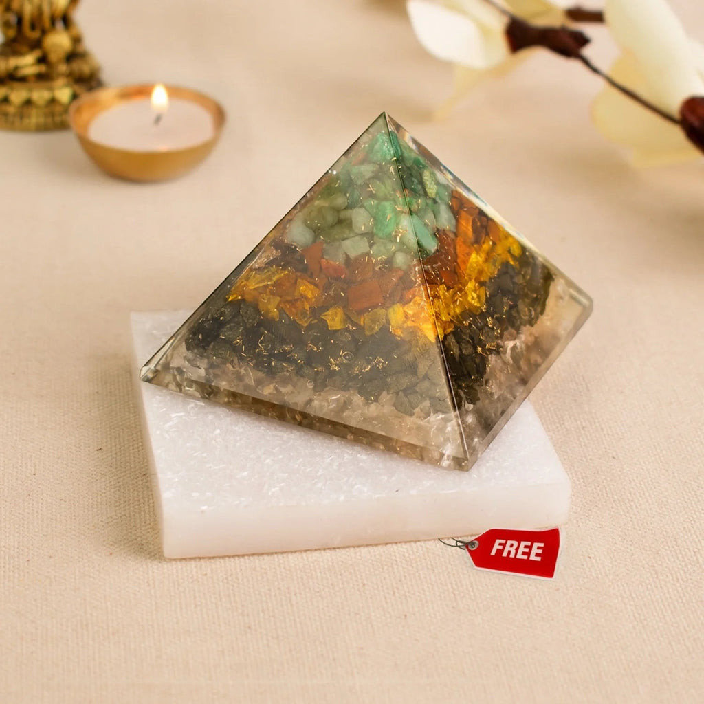 Dhan Yog Pyramid With Free Square Raw Selenite Plate | VastuKosha by Acharya Anuj