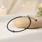 Black Tourmaline Anklet with Evil Eye Charm | VastuKosha by Acharya Anuj