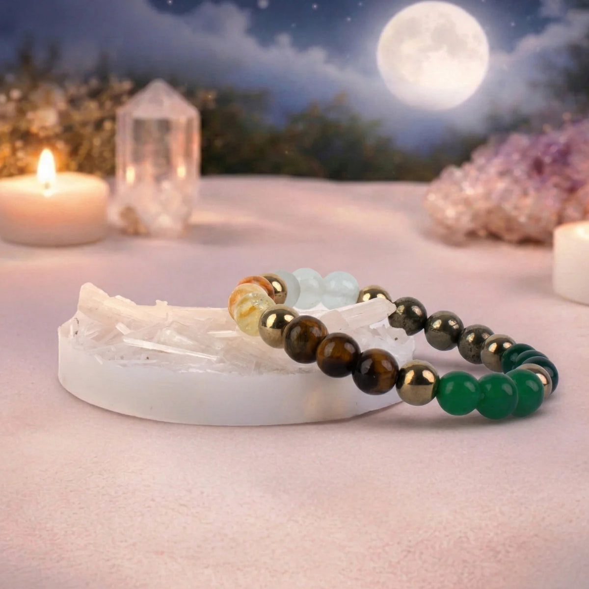 Energised Dhan Yog Bracelet with FREE Raw Selenite Plate | VastuKosha by Acharya Anuj
