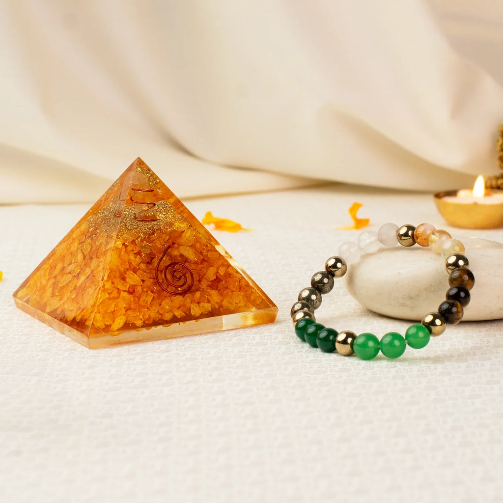 Vyapar Samriddhi Combo - Dhan Yog Bracelet with Citrine Pyramid | VastuKosha by Acharya Anuj