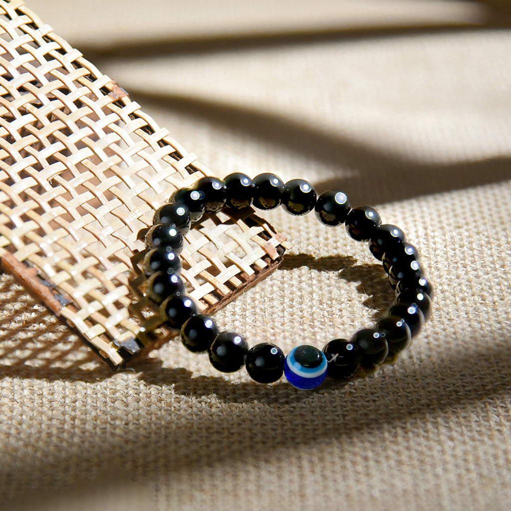 Evil Eye Bracelet with Black Obsidian  | VastuKosha by Acharya Anuj
