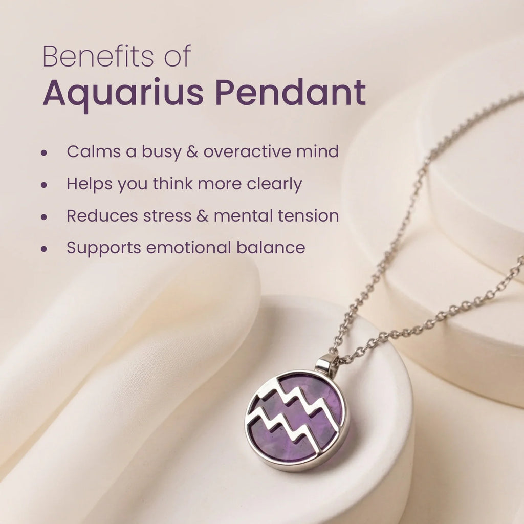 Unisex Aquarius Pendant (‡§ï‡•Å‡§Ç‡§≠ ‡§∞‡§æ‡§∂‡§ø) with Amethyst | VastuKosha by Acharya Anuj