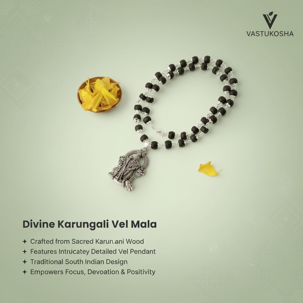 Rameshwaram Siddh Karthik Karungali Malai Murugan Vel Mala - 54 Beads | VastuKosha by Acharya Anuj