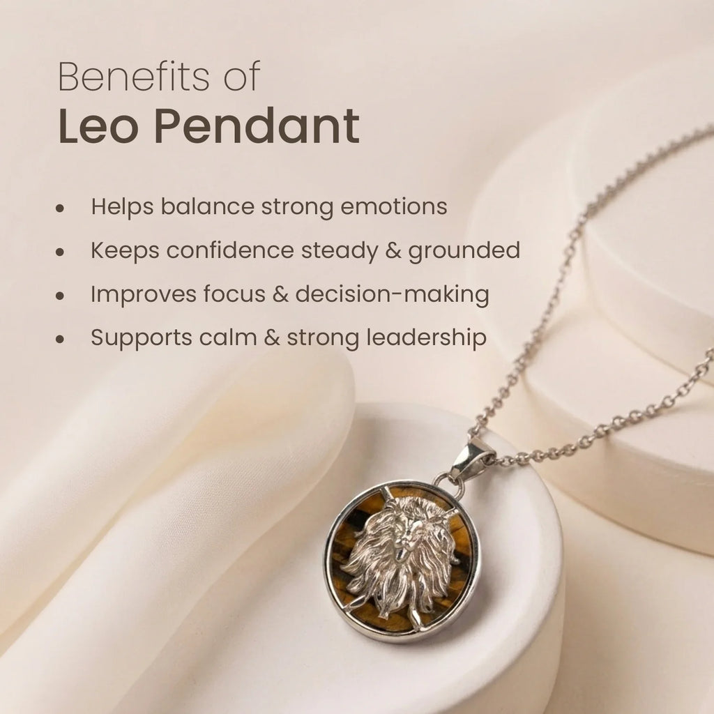 Unisex Leo Pendant (‡§∏‡§ø‡§Ç‡§π ‡§∞‡§æ‡§∂‡§ø) with Tiger Eye | VastuKosha by Acharya Anuj