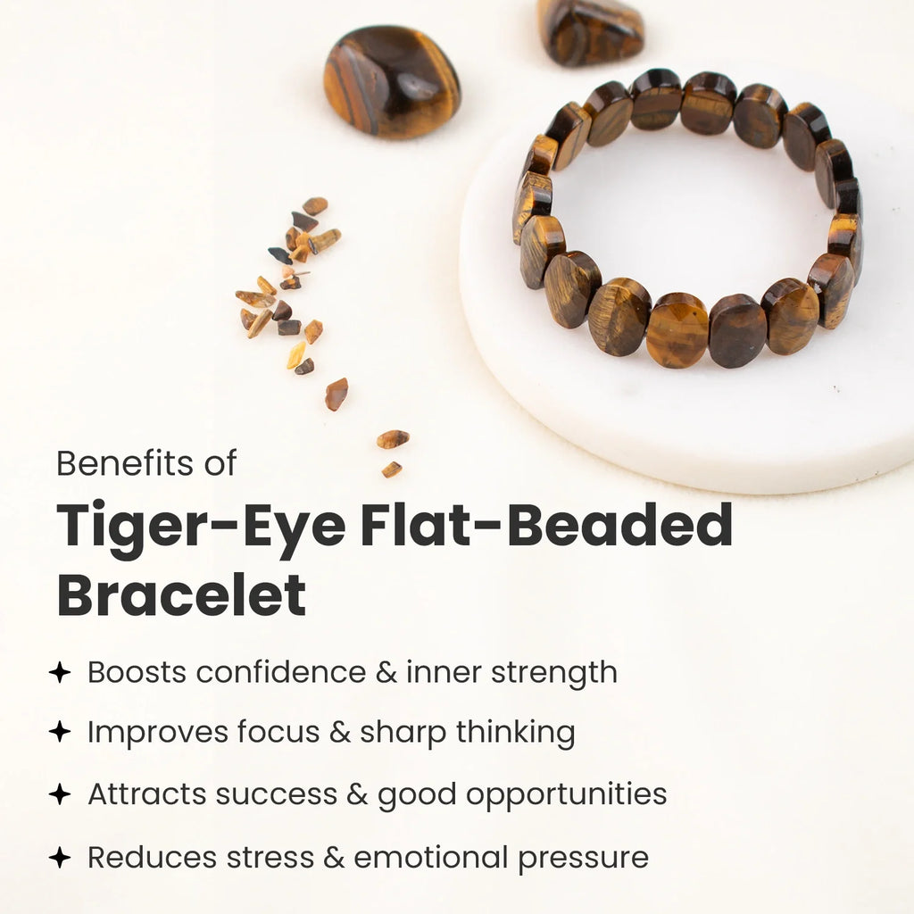 Tiger-Eye Flat-Beaded Bracelet | VastuKosha by Acharya Anuj