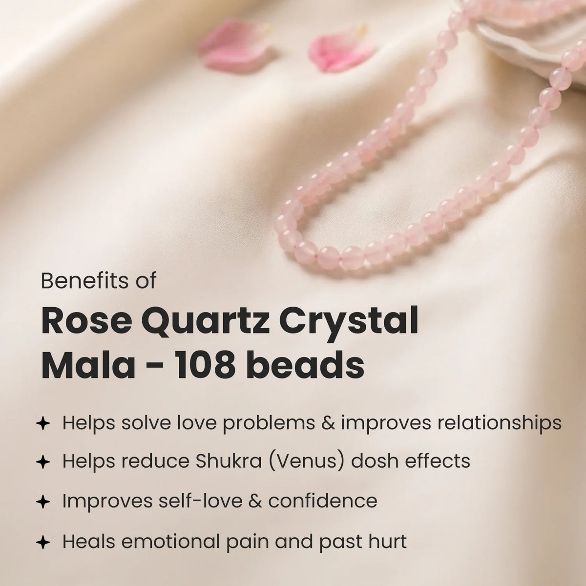 Rose Quartz Mala - 8mm || 108 Beads | VastuKosha by Acharya Anuj