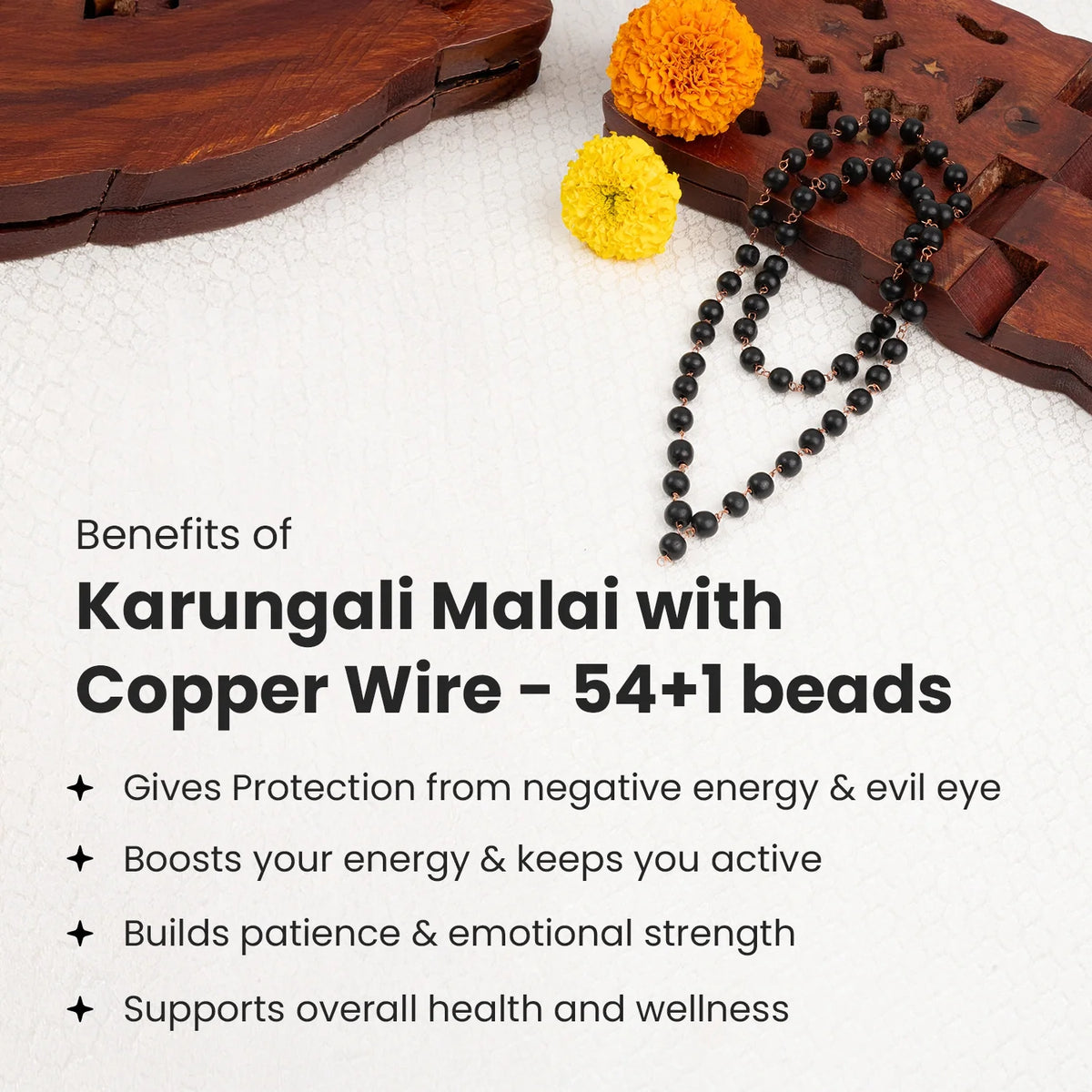 Rameshwaram Siddh Karthik Karungali Malai with Copper Wire ‚Äì 8mm (54+1 Beads) | VastuKosha by Acharya Anuj