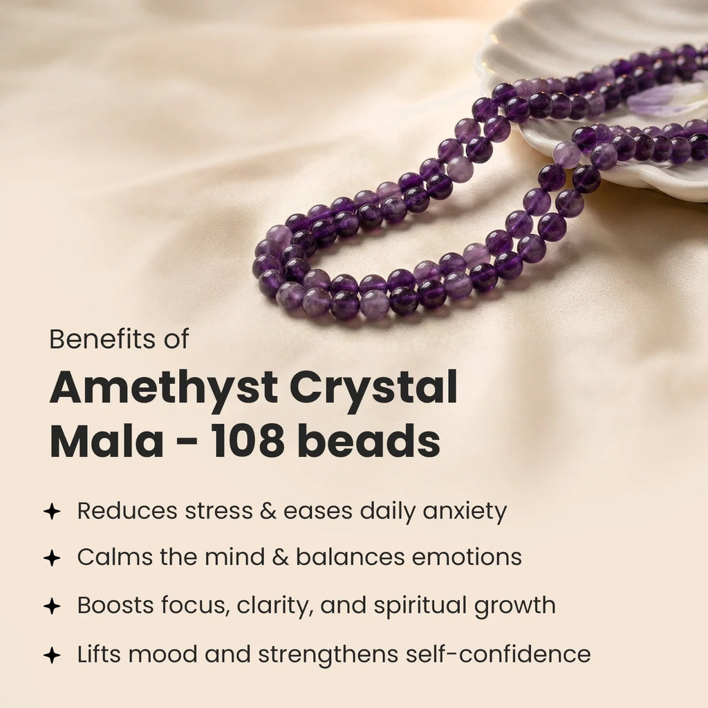 Amethyst Mala - 8mm || 108 Beads | VastuKosha by Acharya Anuj | VastuKosha by Acharya Anuj