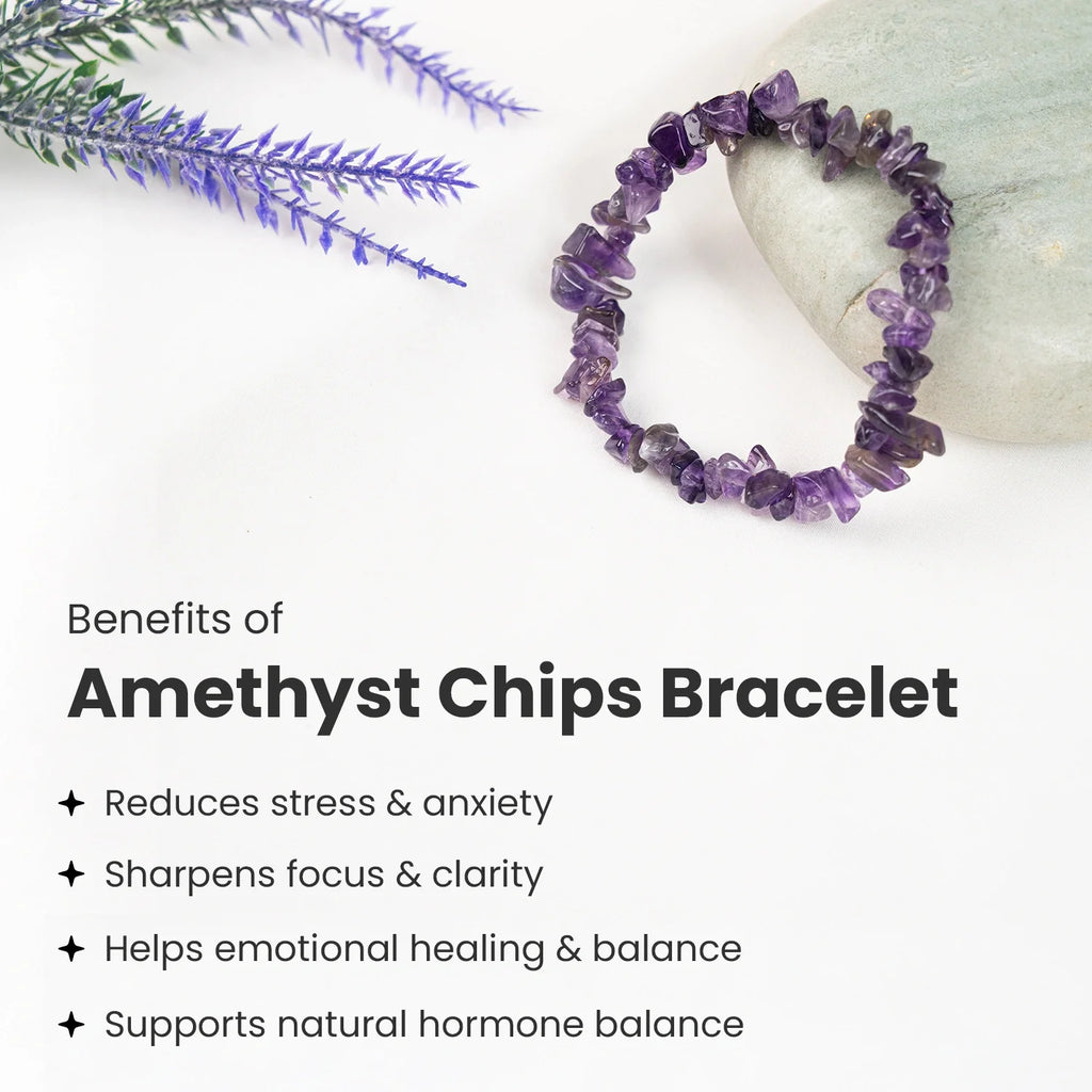 Amethyst Chips Bracelet Stretchable | VastuKosha by Acharya Anuj