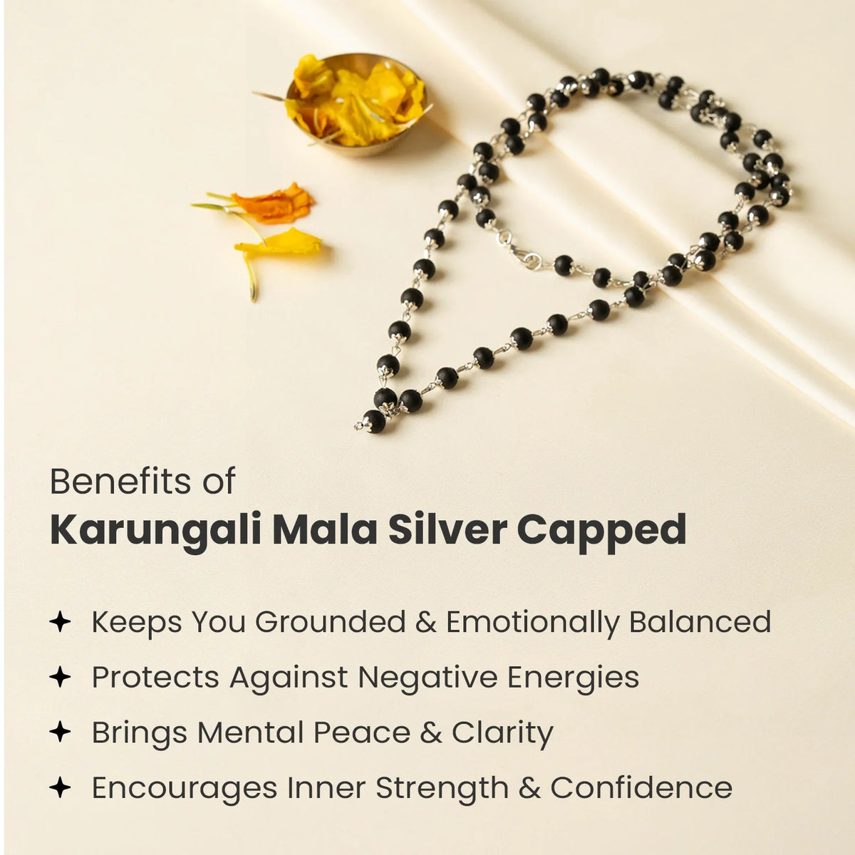 Rameshwaram Siddh Karthik Karungali Malai Silver Capped  6mm ‚Äì 54+1 Beads | Vastukosha by Acharya Anuj