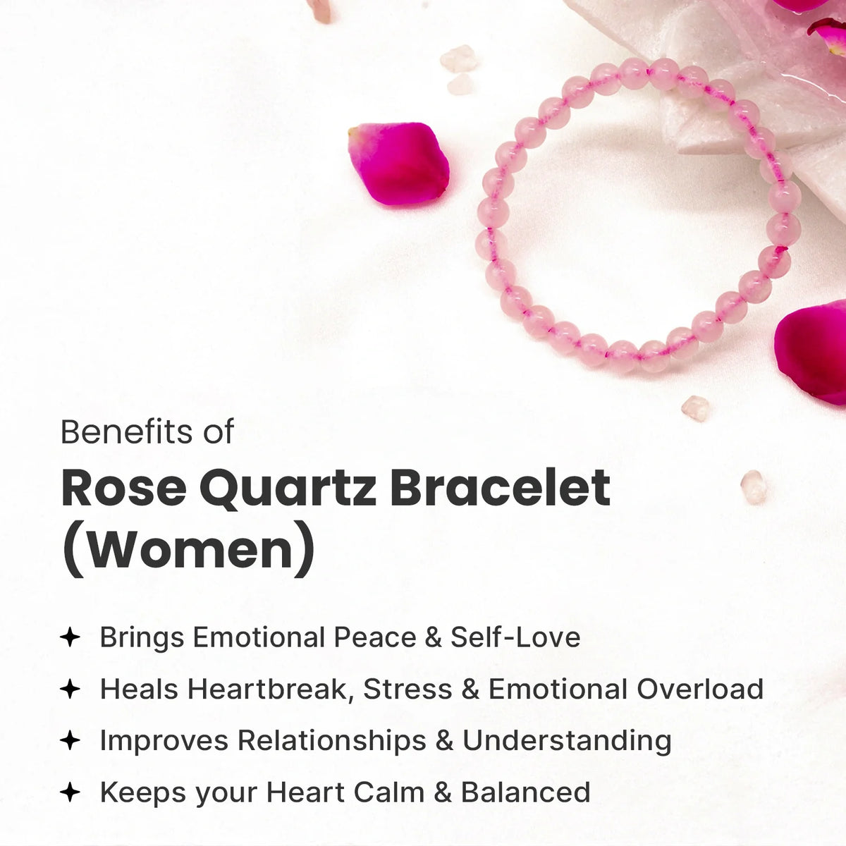 Rose Quartz Bracelet (Women - 6mm¬†Beads) | VastuKosha by Acharya Anuj