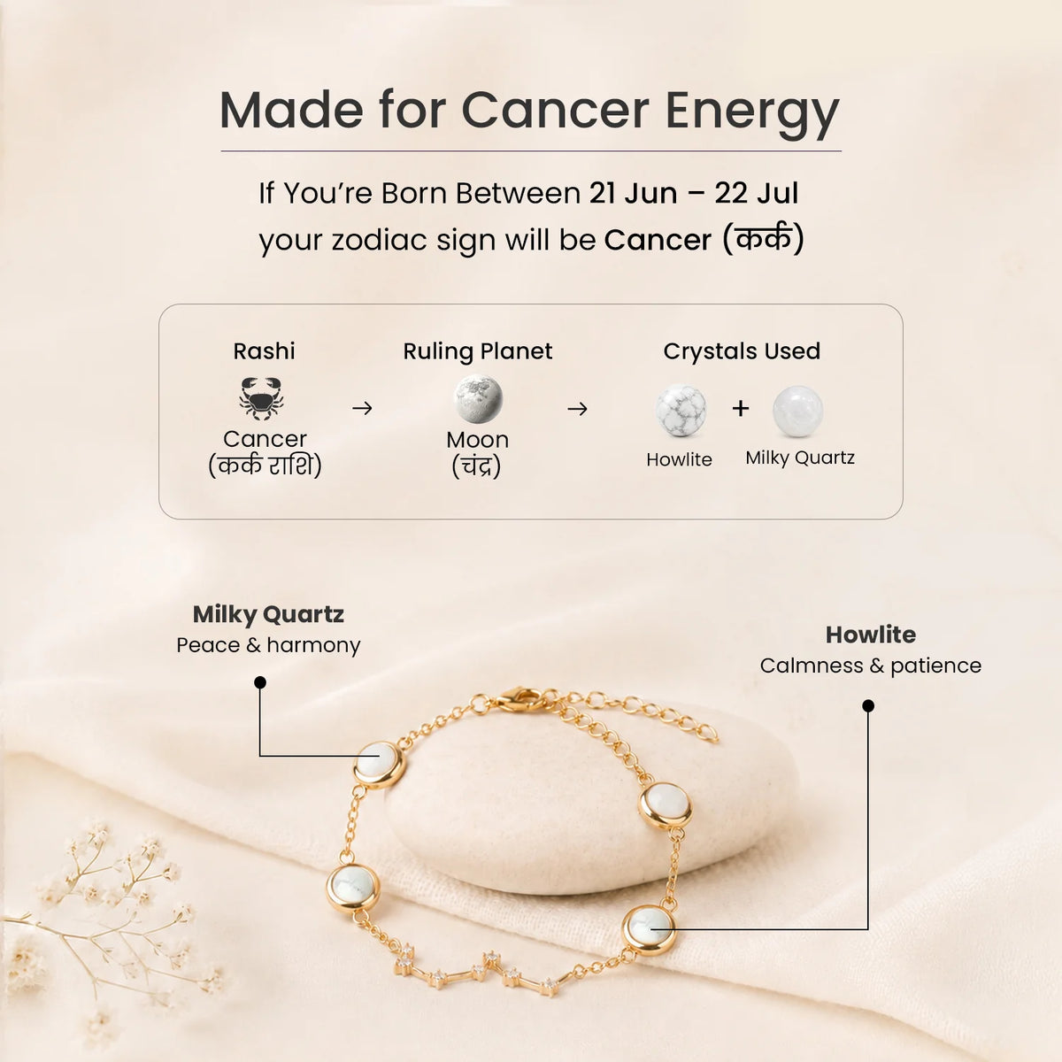 Cancer (‡§ï‡§∞‡•ç‡§ï ‡§∞‡§æ‡§∂‡§ø) Zodiac Constellation Bracelet for Women | VastuKosha by Acharya Anuj