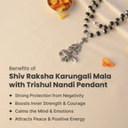 Shiv Raksha Karungali Mala with Trishul Nandi Pendant  | VastuKosha by Acharya Anuj