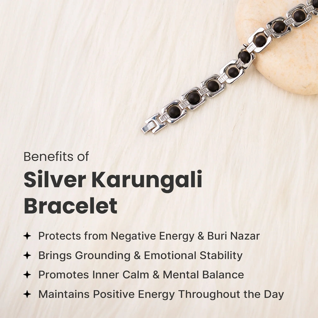 Metal Karungali Bracelet - Silver | VastuKosha by Acharya Anuj