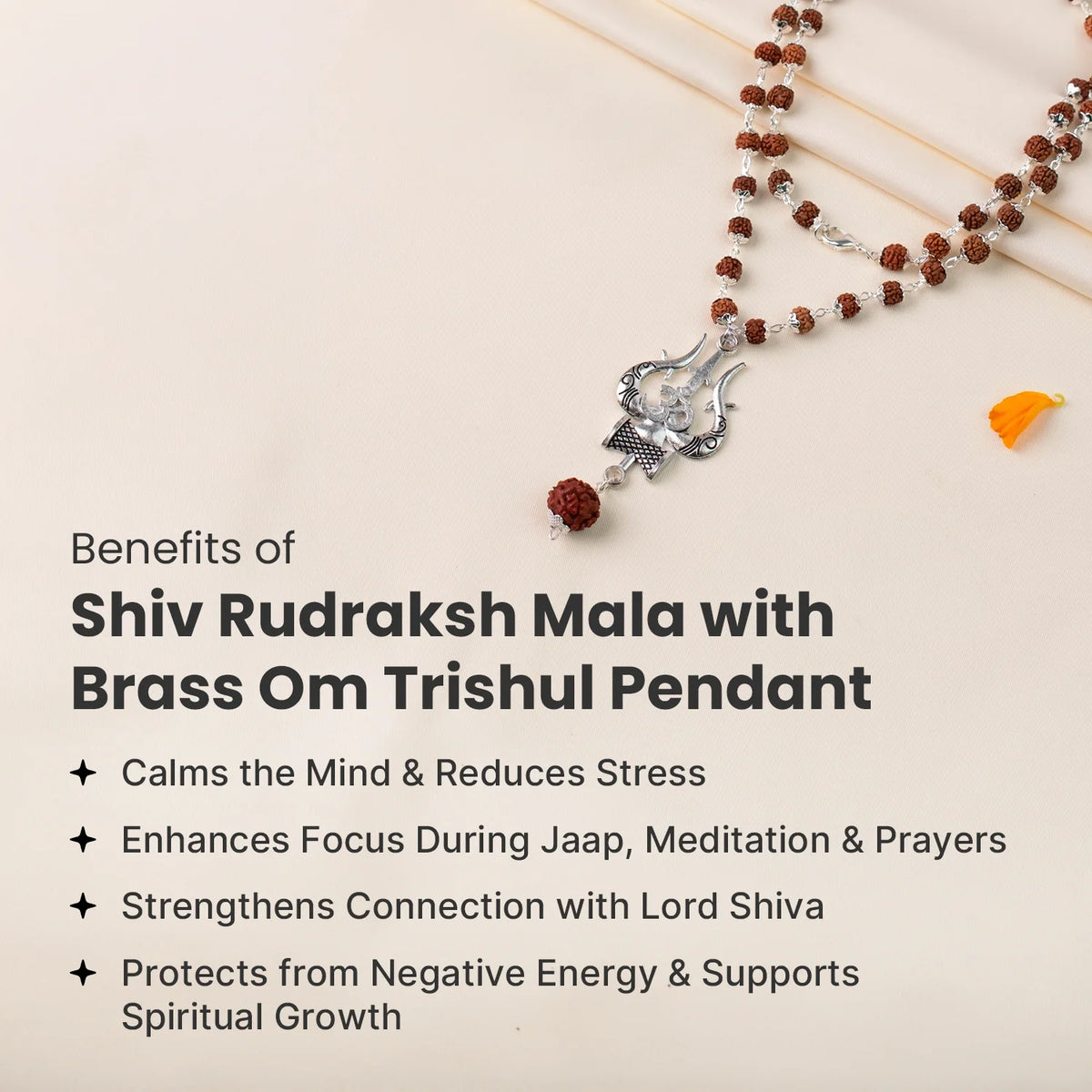 Shiv Rudraksha Mala with Om Shiva Trishul Pendant | VastuKosha by Acharya Anuj