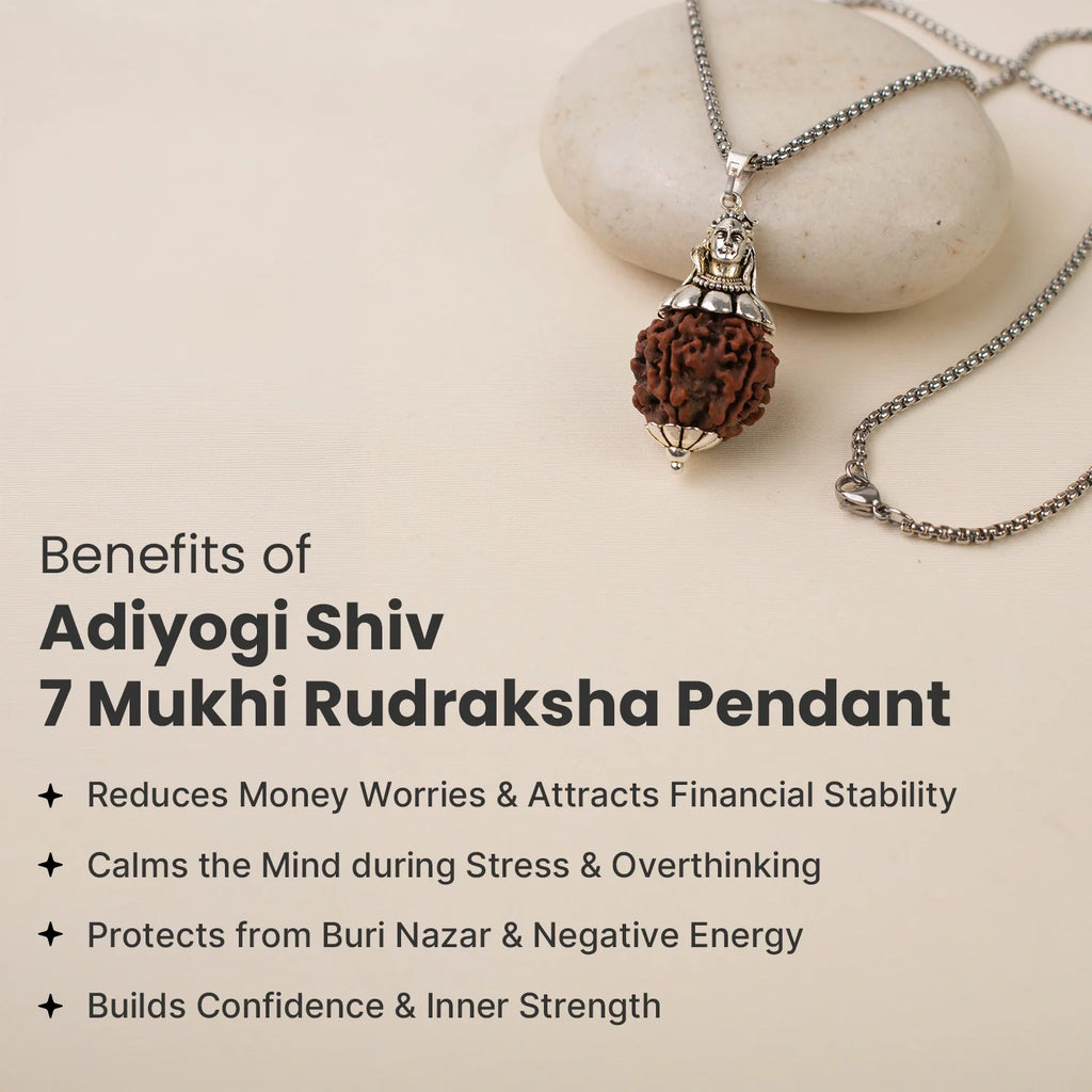 Adiyogi Shiv 7 Mukhi Rudraksha Pendant | VastuKosha by Acharya Anuj