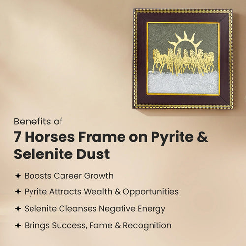 7 Horses on Pyrite & Selenite Dust Frame  | VastuKosha by Acharya Anuj