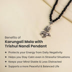 Rameshwaram Siddh Karthik Karungali Mala with Shiv Trishul Nandi Pendant | VastuKosha by Acharya Anuj