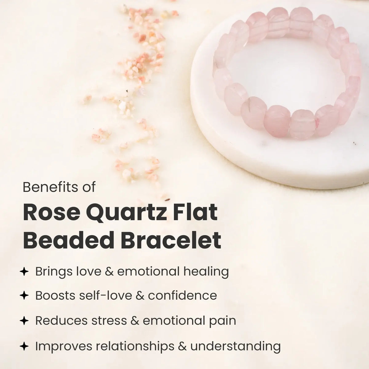 Rose Quartz Flat-Beaded Bracelet | VastuKosha by Acharya Anuj