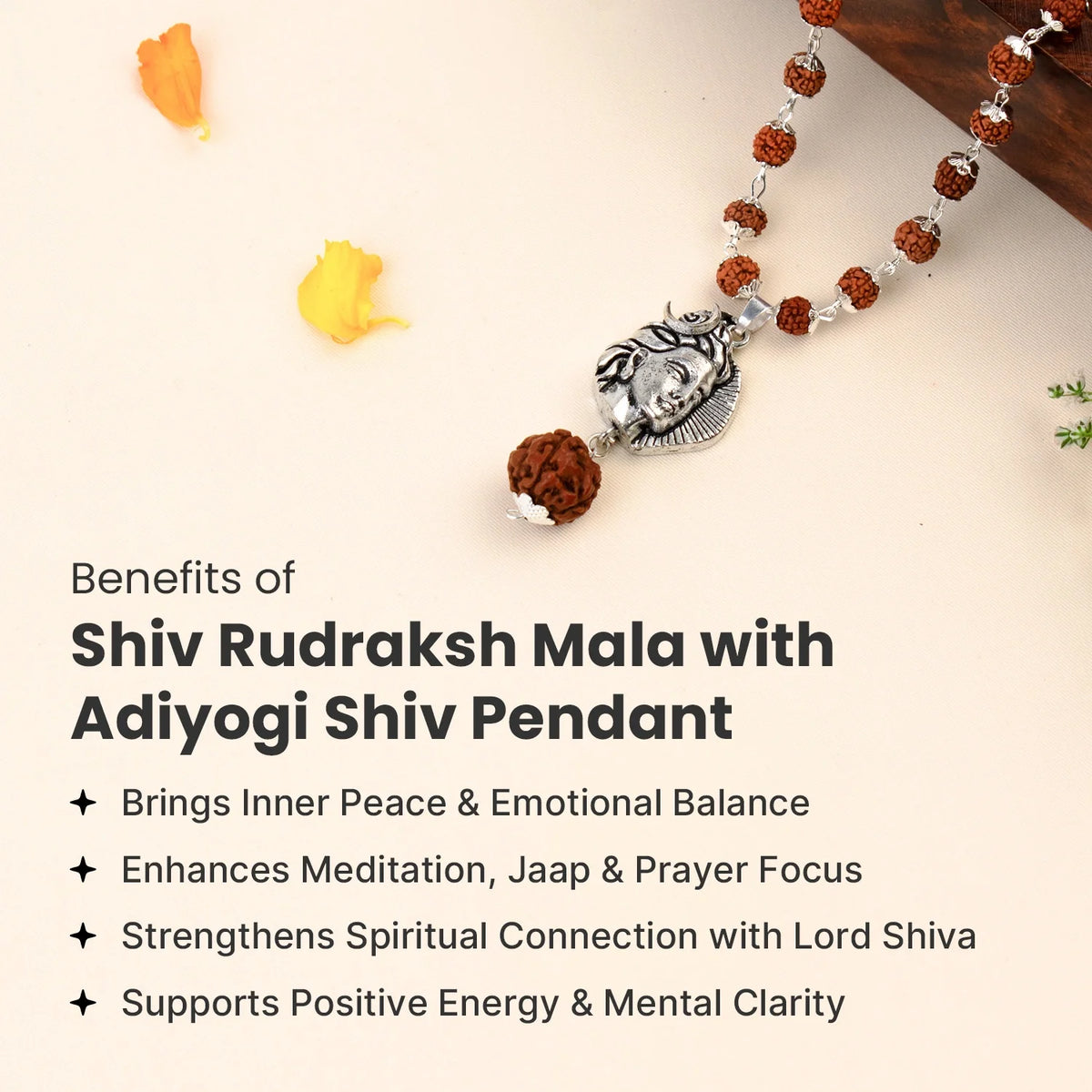Shiv Rudraksha Mala with Adiyogi Shiv Pendant | VastuKosha by Acharya Anuj