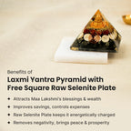 Laxmi Yantra Pyramid with Free Square Raw Selenite Plate | VastuKosha by Acharya Anuj