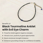 Black Tourmaline Anklet with Evil Eye Charm | VastuKosha by Acharya Anuj