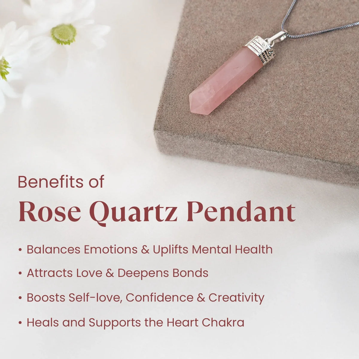 Love Attraction Rose Quartz Pencil Pendant  | VastuKosha by Acharya Anuj