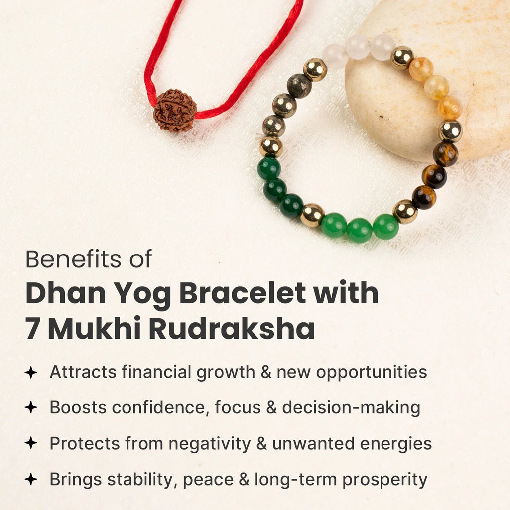 Dhan Yog Bracelet with 7 Mukhi Rudraksha | VastuKosha by Acharya Anuj